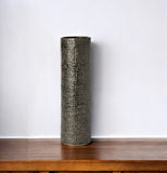 15" Black And Gold Abstract Cylinder Ceramic Table Vase