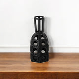 9" Black Abstract Cylinder Metal Table Vase