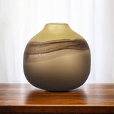 8" Yellow Abstract Cylinder Crystal Glass Table Vase