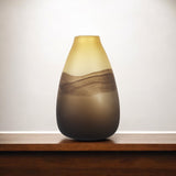 11" Yellow Abstract Cylinder Crystal Glass Table Vase