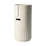 14" White Abstract Cylinder Ceramic Table Vase