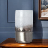 12" White Abstract Cylinder Crystal Glass Table Vase