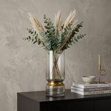11" Gold Abstract Cylinder Crystal Glass Table Vase