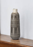 14" Gray Abstract Cylinder Ceramic Table Vase