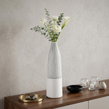 18" Black And White Abstract Cylinder Ceramic Table Vase