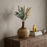 8" Brown Abstract Cylinder Solid Wood Table Vase