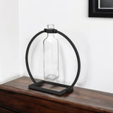10" Black Abstract Cylinder Metal Table Vase