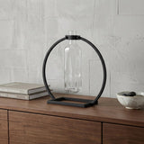10" Black Abstract Cylinder Metal Table Vase