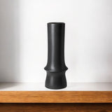 17" Black Abstract Cylinder Ceramic Table Vase