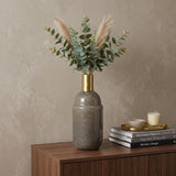 12" Brown Abstract Cylinder Crystal Glass Table Vase