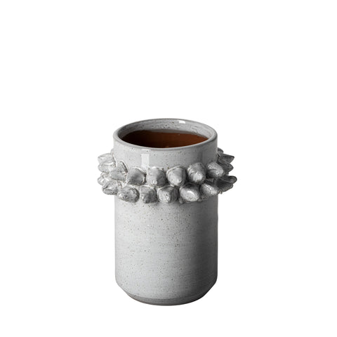 7" Gray Abstract Cylinder Spikey Ceramic Table Vase