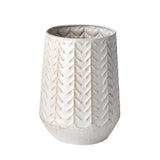 9" White Abstract Cylinder Metal Table Vase