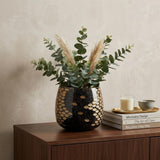 6" Gold Abstract Cylinder Crystal Glass Table Vase