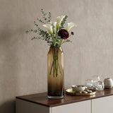 16" Golden Brown Abstract Cylinder Crystal Glass Table Vase