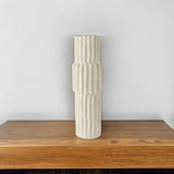 23" Cream Abstract Cylinder Ceramic Table Vase