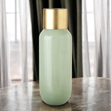 17" Green Abstract Cylinder Crystal Glass Table Vase