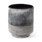 9" Brown And Black Abstract Cylinder Ceramic Table Vase