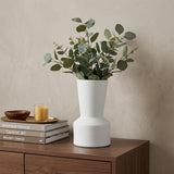 9" White Abstract Cylinder Ceramic Table Vase