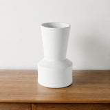 9" White Abstract Cylinder Ceramic Table Vase