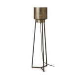 54" Gold And Black Metal LED Floor Lamp With Gold Metal Drum Shade