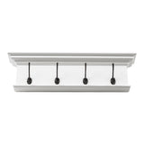 28" Classic White Wood Four Hook Hanging Coat Rack