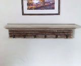 39" Rustic Brown Gray Wash Wood Six Hook Hanging Coat Rack