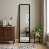 59" Black Metal Freestanding Framed Standing Mirror