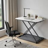28" Adjustable White and Silver Stainless Steel Standing Desk Converter