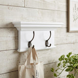 Classic White Two Hook Hanging Coat Rack