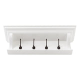 Classic White Wood Wide Four Hook Hanging Coat Rack