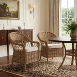 Set of Two Gray Brown Semi Circle Back Wicker Chairs with Seat Cushions
