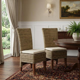 Set of Two Cream and Natural Dining Parsons Chairs
