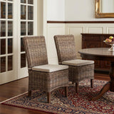 Set of Two Cream and Brown Dining Parsons Chairs