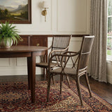 Set of Two Natural Rattan Slat Back Dining Arm Chairs