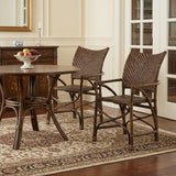 Set of Two Brown Open Back Dining Arm Chairs
