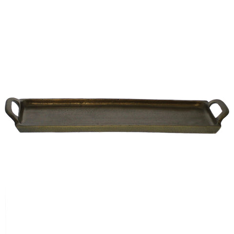 21" Antiqued Bronze Cast Iron Vanity Tray With Handles