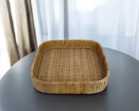 11" Natural Square Bamboo Handmade Serving Tray