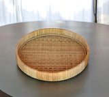 12" Natural Round Bamboo Handmade Serving Tray
