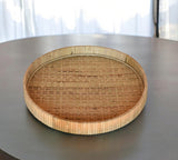 14" Natural Round Bamboo Handmade Serving Tray