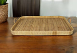 28" Natural Rectangular Bamboo Serving Tray With Handles