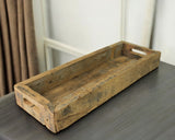 24" Natural Reclaimed Wood Rustic Narrow Serving Tray With Handles