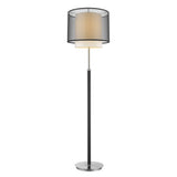 62" Floor Lamp With Black And White Fabric Drum Shade