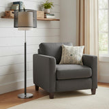 62" Floor Lamp With Black And White Fabric Drum Shade