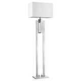 64" Nickel Traditional Shaped Floor Lamp With White Rectangular Shade