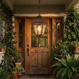 Antique Brown Beveled Glass Outdoor Hanging Light
