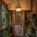 Three Light Matte Black Eastern Lantern Hanging Light