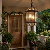 Three Light Dark Brown Eastern Lantern Hanging Light