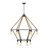 Brown and Black Twelve Light Metal Dimmable Chandelier