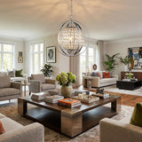 Silver Crystal Dimmable Ceiling Light With Silver Shades