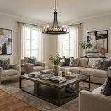Black Candle Style Five Light Metal Dimmable Chandelier